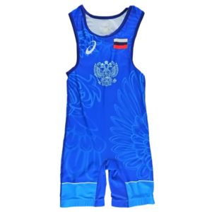 Трико борцовское ASICS (Russia с орлом) синее